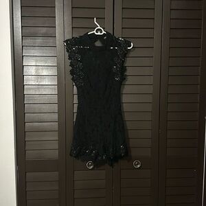 Homage Black Romper (open back)
